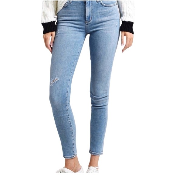 Agolde Sophie Ankle Jeans Slim Leg Light Wash Distressed Denim Sz 25 - Picture 1 of 11